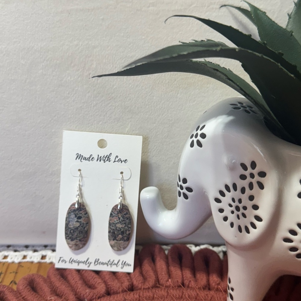 Handcrafted Leopard Skin Jasper Sterling Silver Dangle Earrings